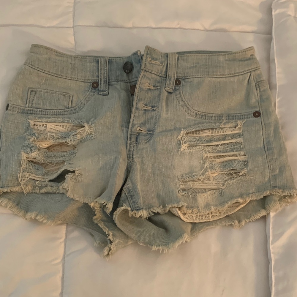 Mossimo Supply Co. Light Blue Distressed Jean Shorts